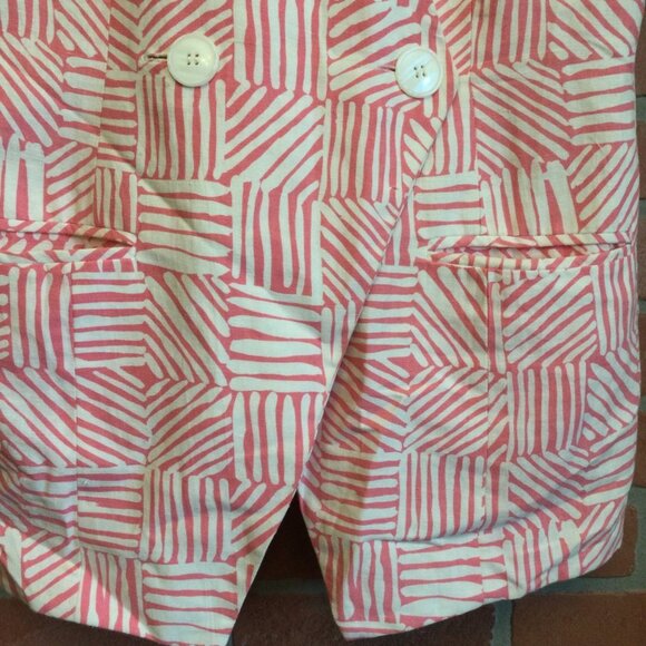 Vintage Maggy London Women's 2 pc. Top Skirt Set Pink Size 14 Linen Short Sleeve - Picture 3 of 11